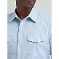 Wrangler Men's Wrinkle Resistant Long Sleeve Western Snap Stripe Shirt - Sky Blue - Image 3