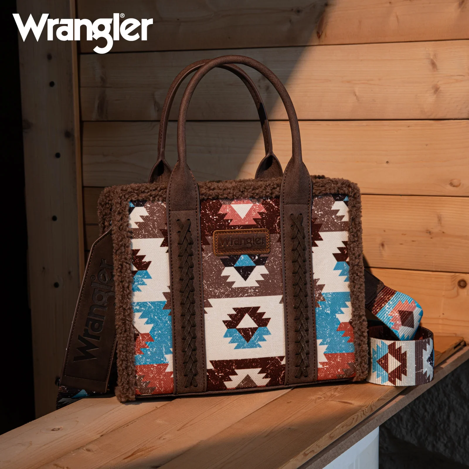 Wrangler Southwestern Pattern Dual Sided Print Tote/Crossbody-Multiple Colors - Image 6