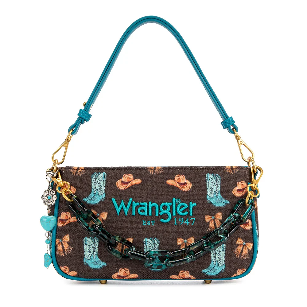 Wrangler Western Print Cowgirl Shoulder Bag- Coffee