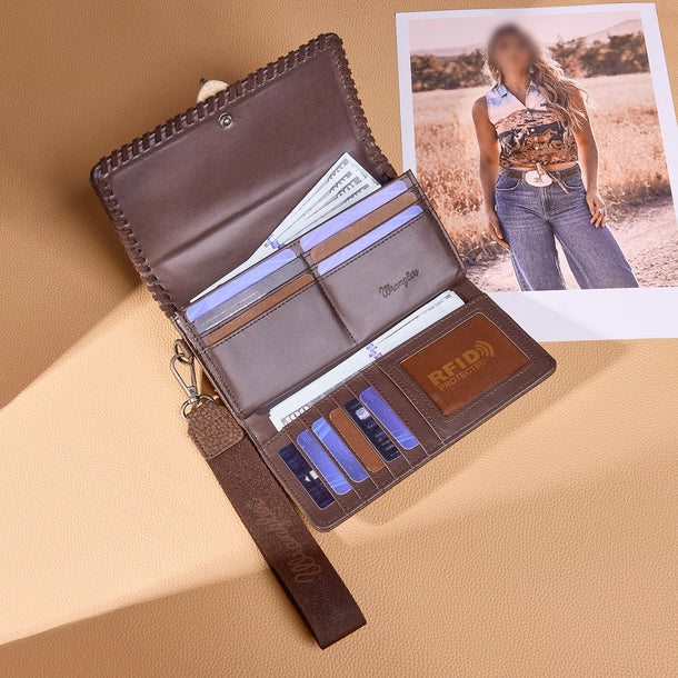 Wrangler Western Buckle RFID Wallet - Coffee - Image 3