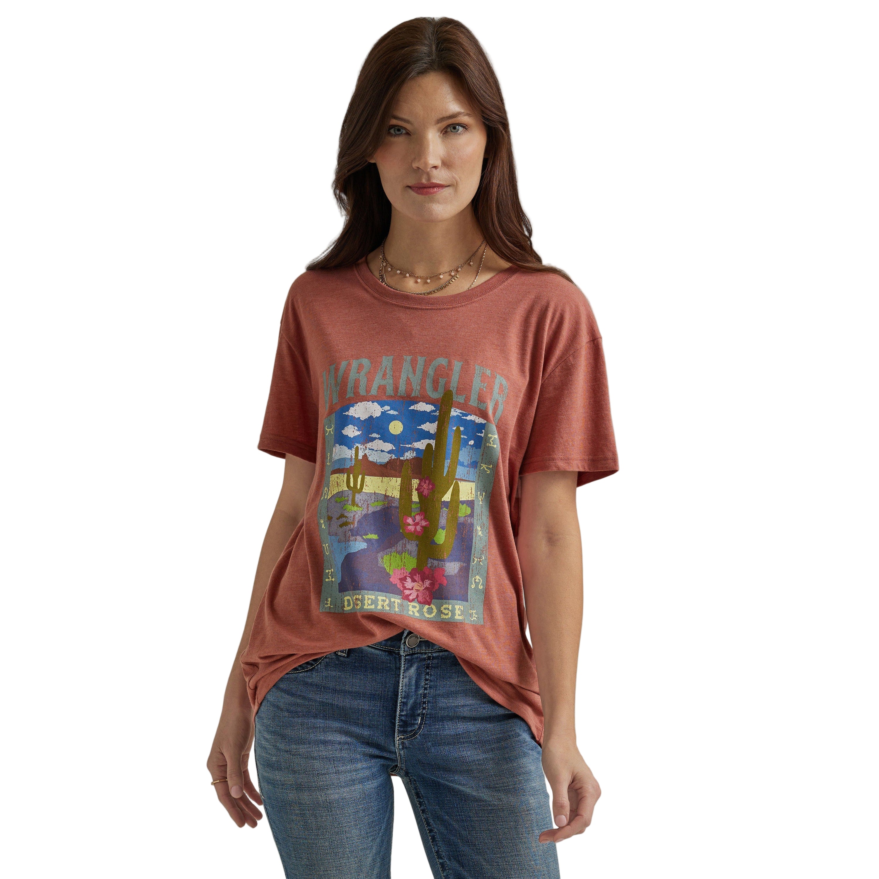Wrangler Women's Desert Rose Short Sleeve Boyfriend Tee - Rust - Image 3