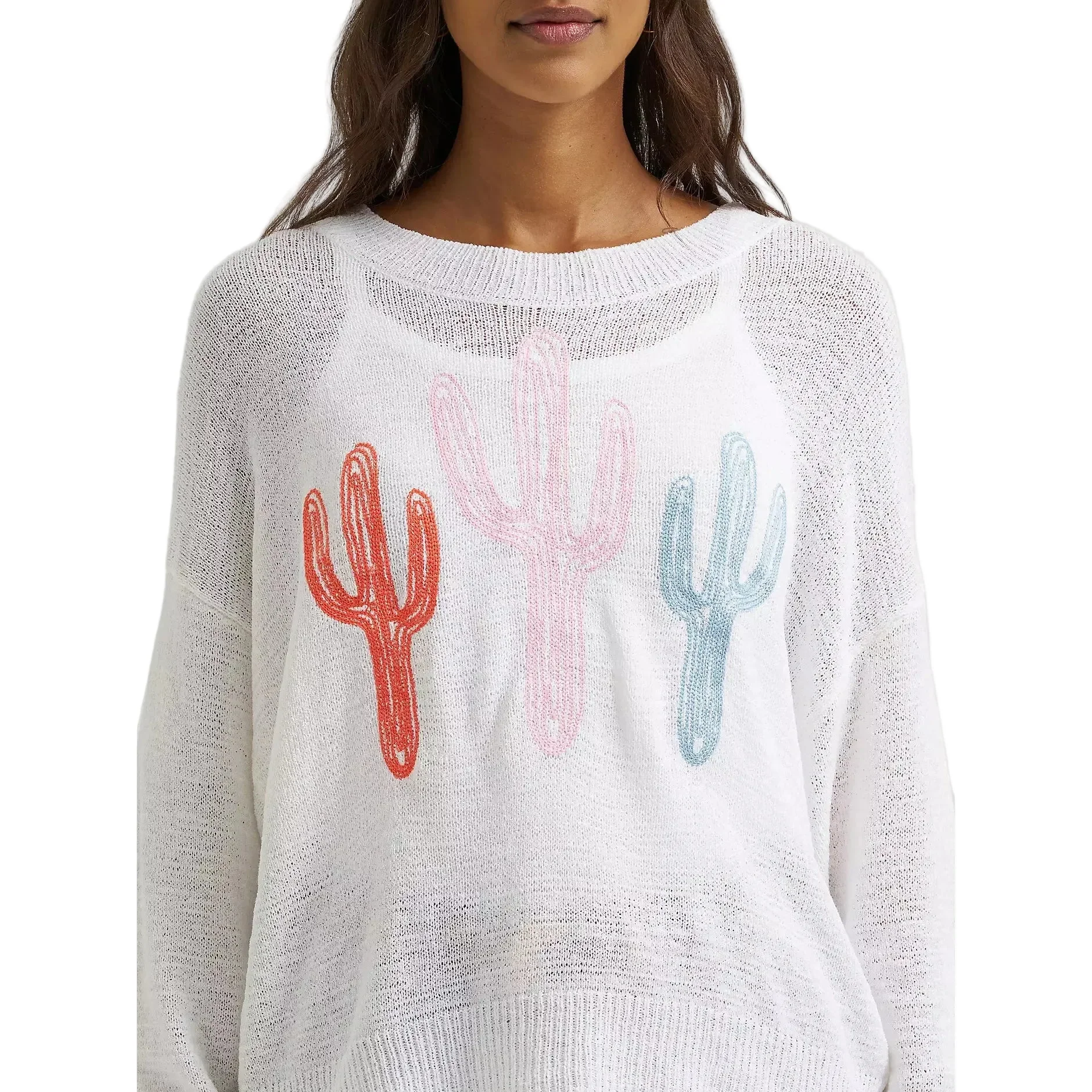 Wrangler Women's Gauzy Knit Long Sleeve Sweater - White - Image 3