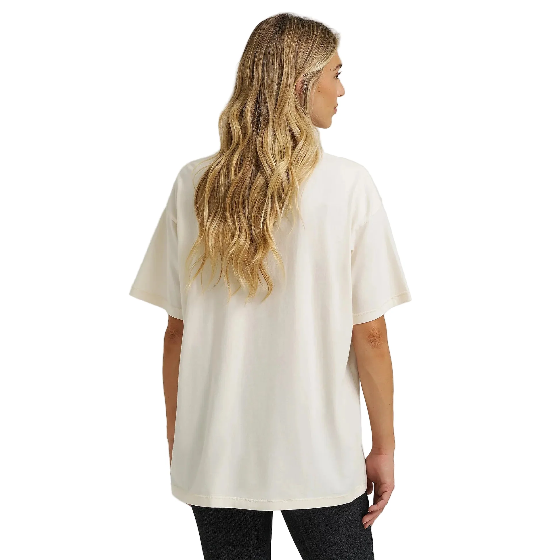 Wrangler Women's Lainey Wilson Short Sleeve  Keep On Strummin Oversized Tee Shirt - Cream - Image 3