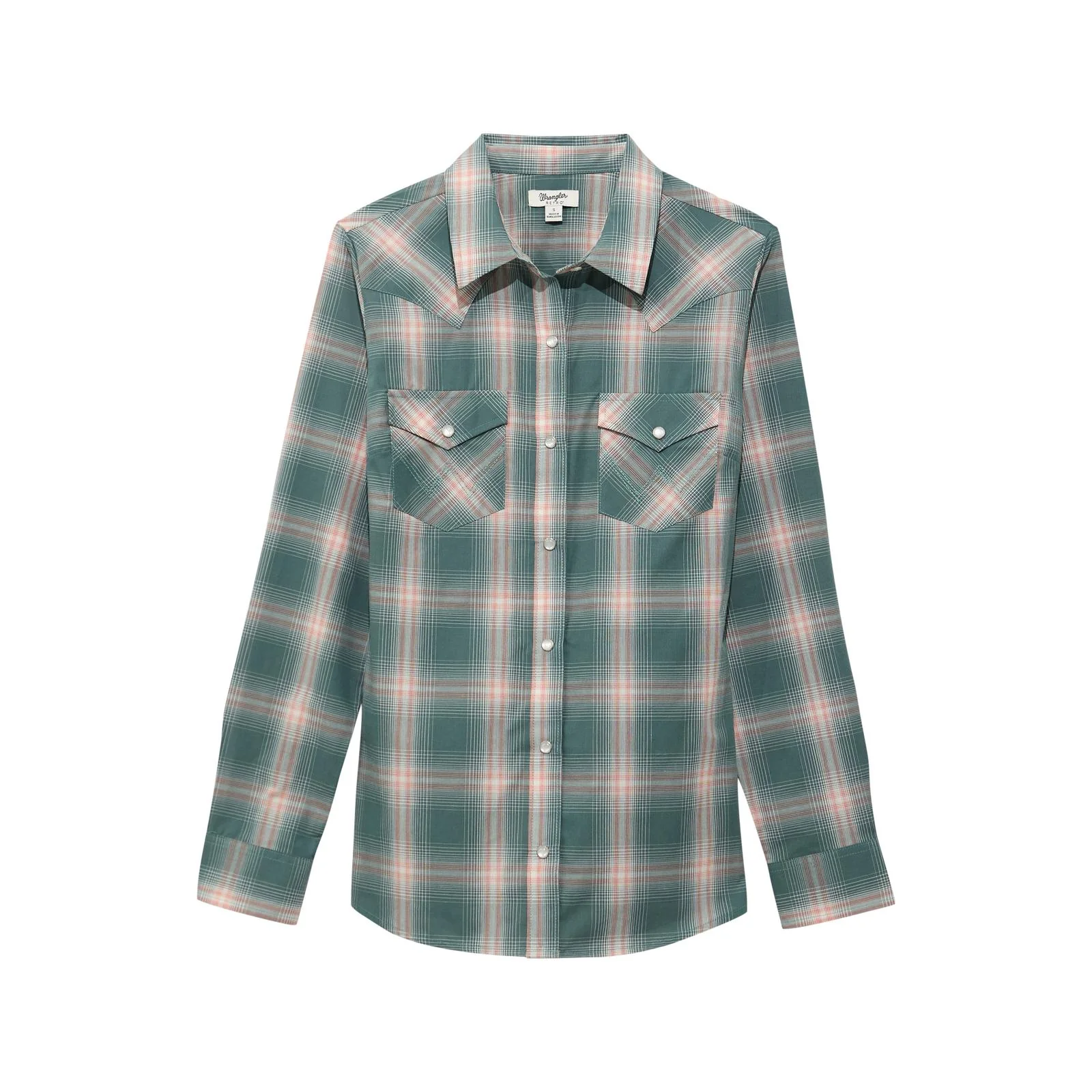 Wrangler Women's Long Sleeve Retro Essential Snap Shirt- Green