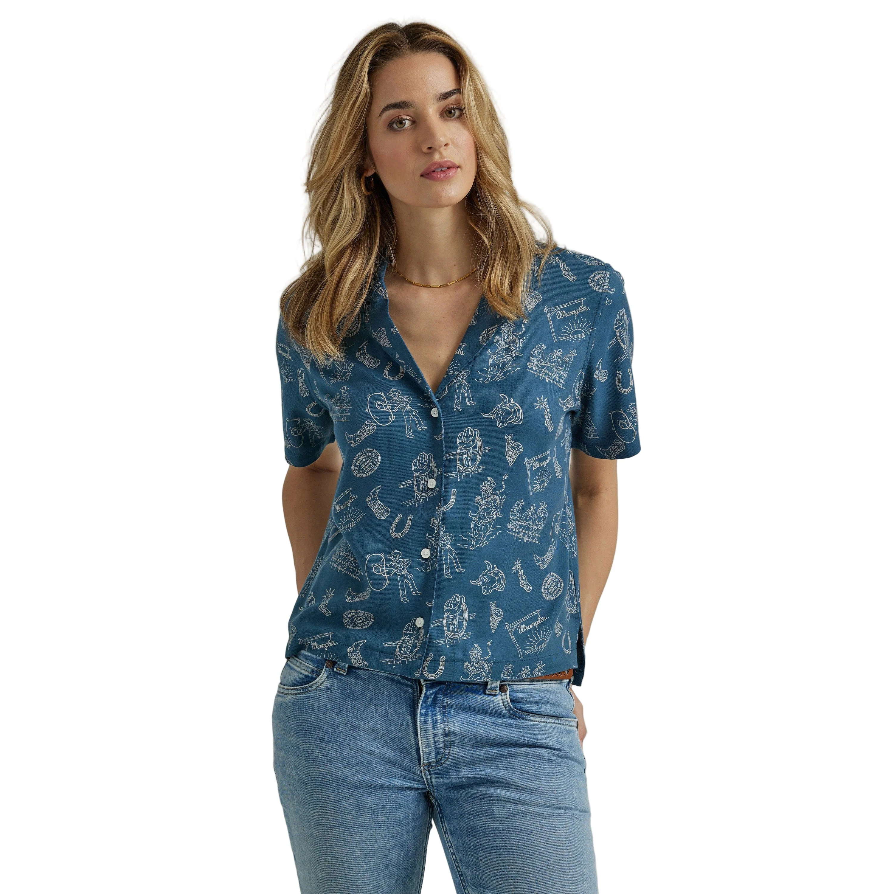 Wrangler Women's Short Sleeve Top - Coconut Floral Cream - Image 3