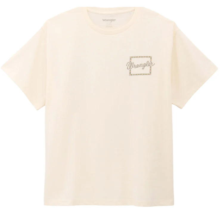 Wrangler Women's Western Graphic Short Sleeve Tee Shirt- Egret