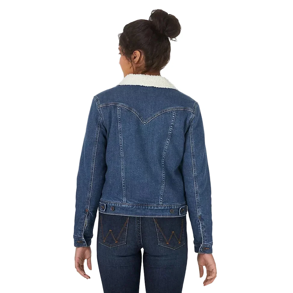 Wrangler Women's Retro Sherpa Lined Western Denim Jacket - Denim - Image 3