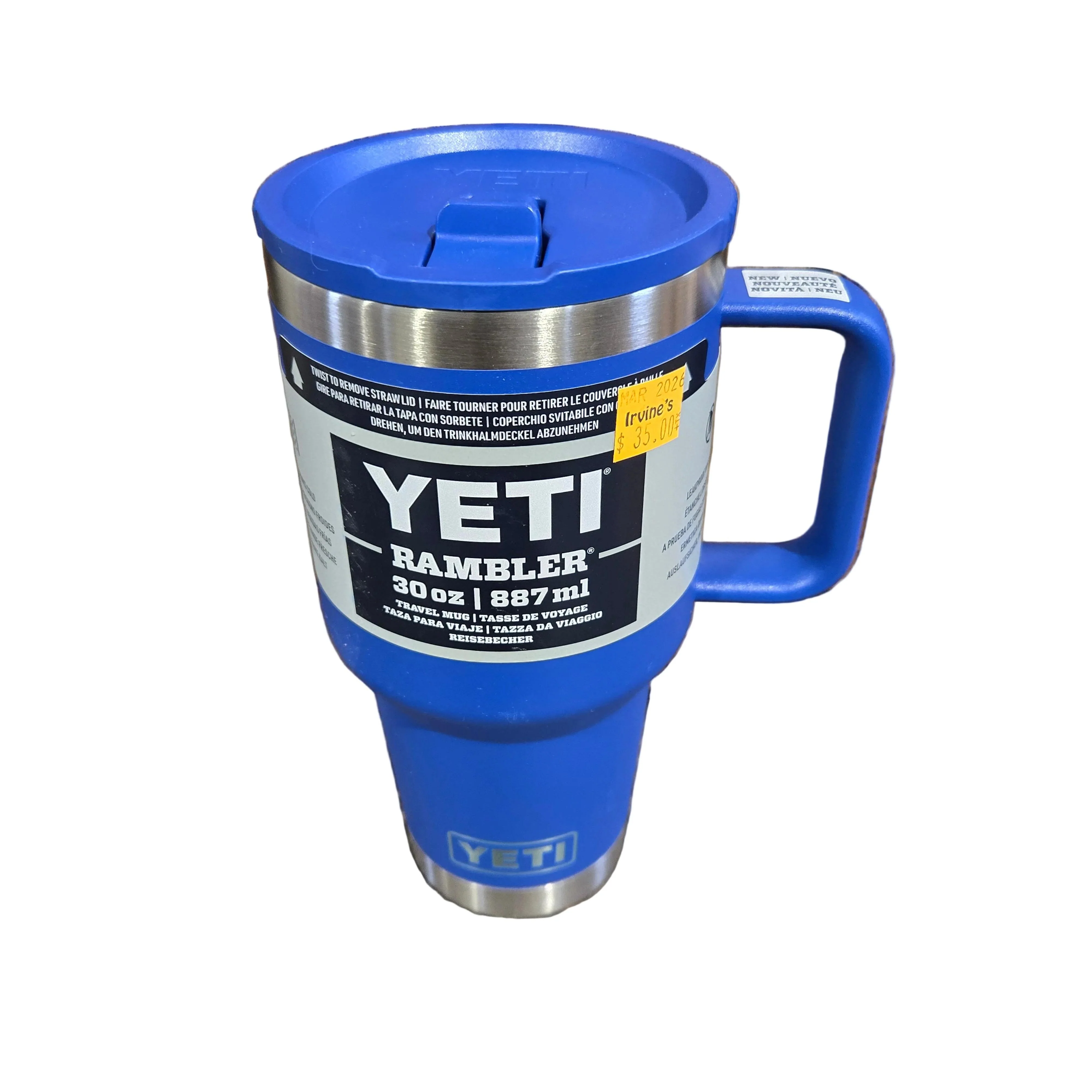 Yeti Rambler® 887mL Travel Mug w Colour Matched Straw Lid - Royal Blue