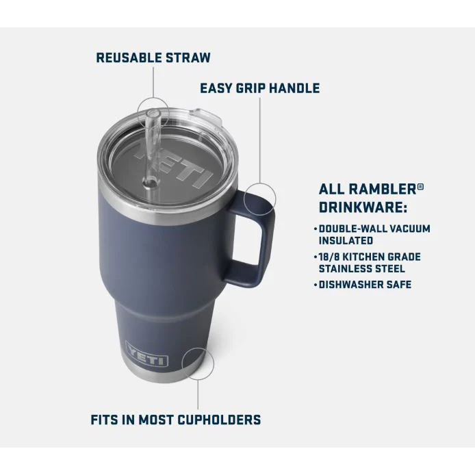 Yeti Rambler 1L Straw Mug - Sandstone Pink - Image 3