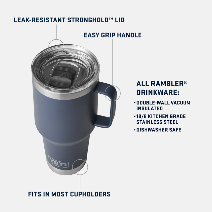 Yeti Rambler 887ml Travel Mug w/Stronghold Lid - Lowcountry Peach - Image 4